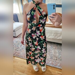 Black Tropical Floral Maxi
